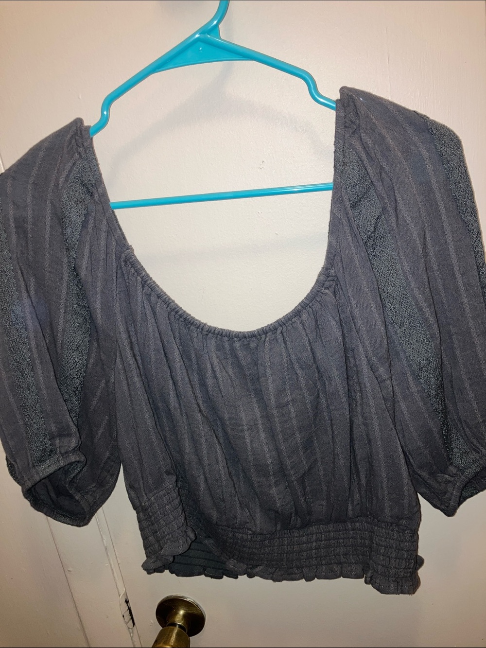 American Eagle Outfitters Charcoal Gray Peasant Blouse